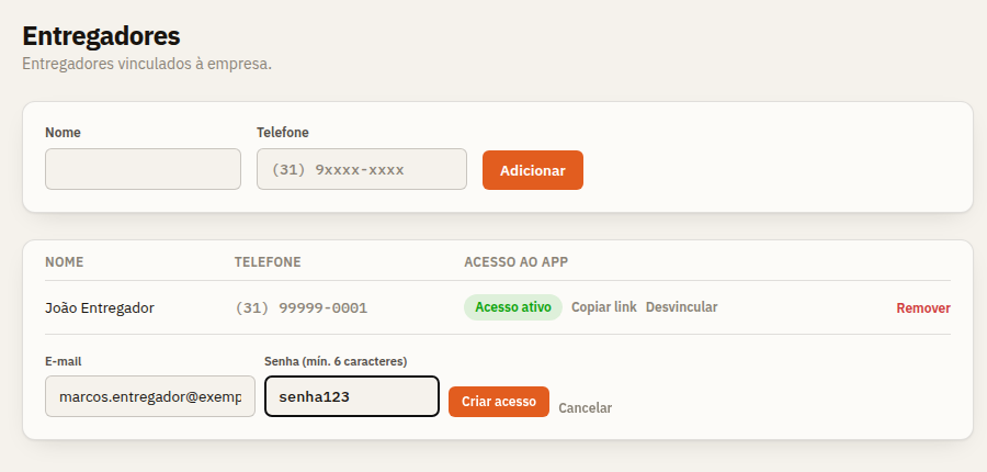 2. Crie o e-mail e a senha de acesso dele